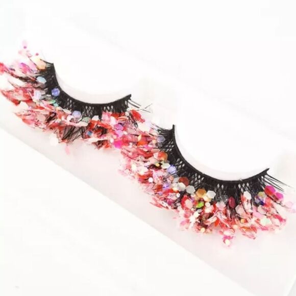 NWOT Fancy Glitter Lashes with Rhinestones - Peach - Picture 1 of 1